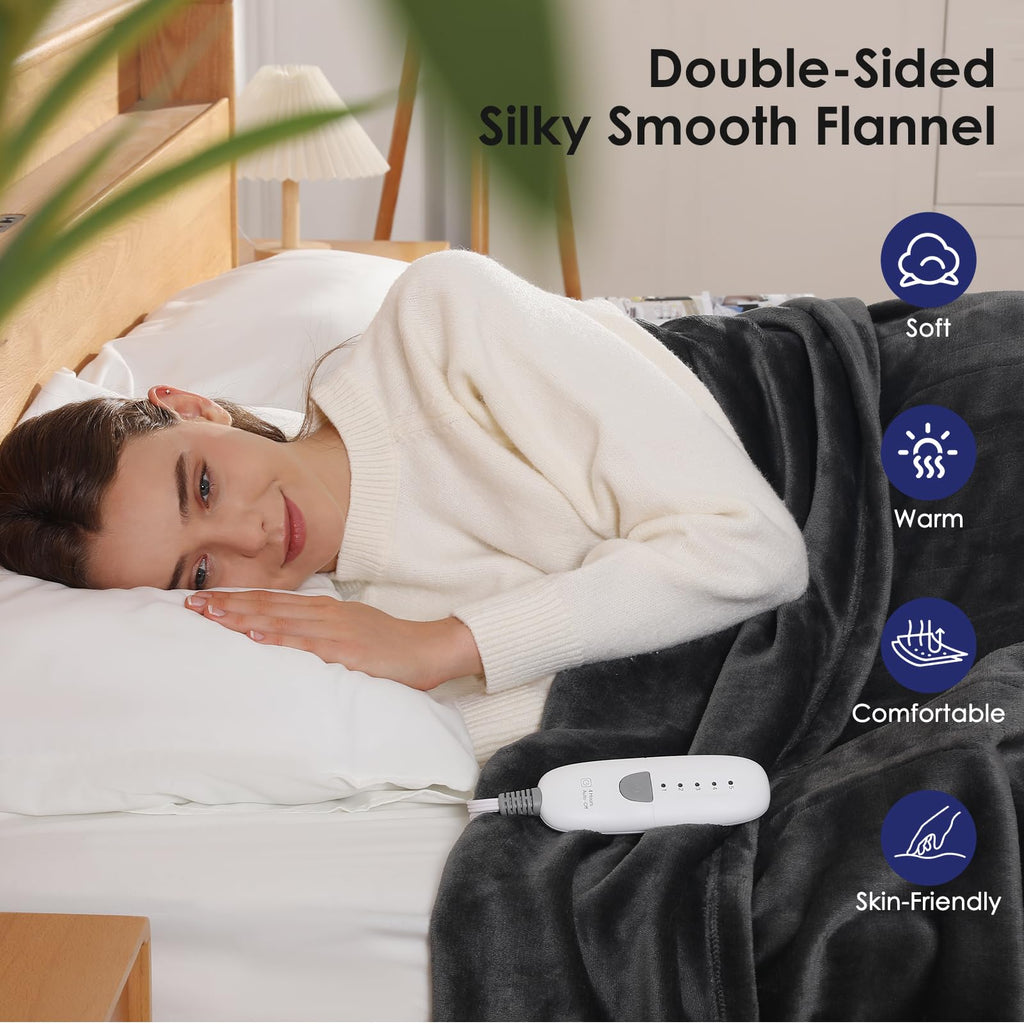 Electric Blanket Queen Size Heated Blanket 84X90'' with Dual Controllers