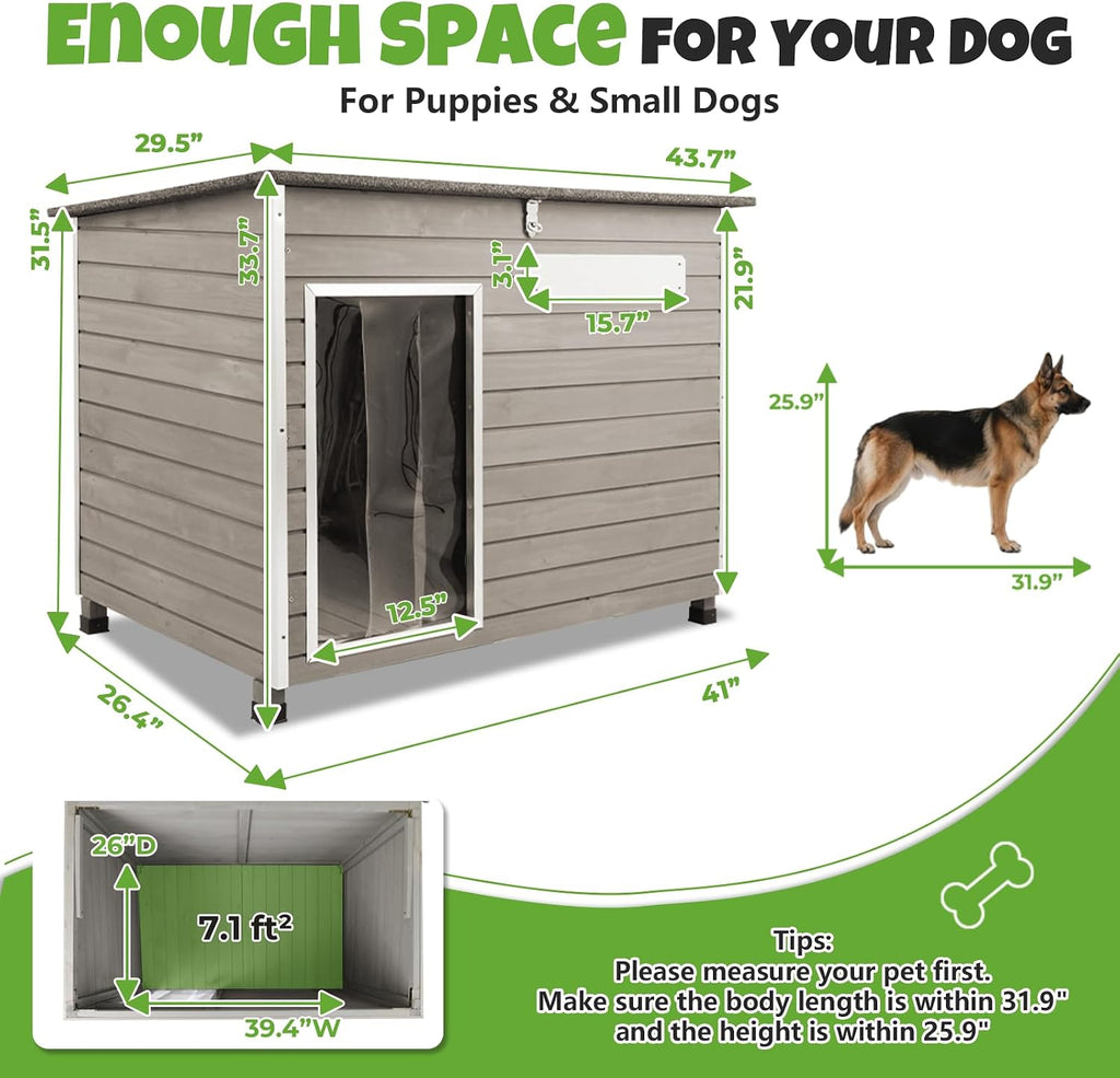 Large Outdoor Dog House, Weatherproof Wood with Chew-Resistant Alloy Frame