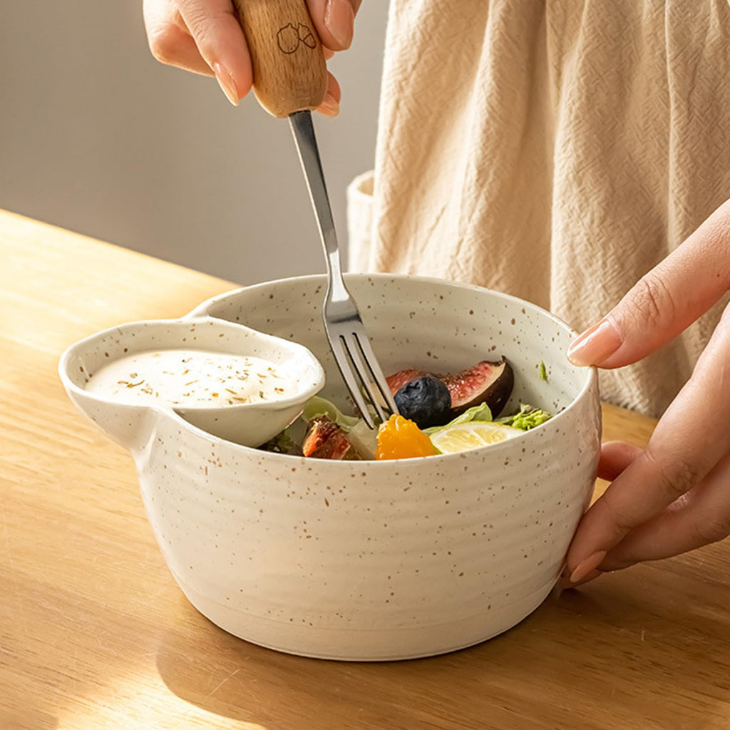 Dipping Bowls, Chip and Dip Bowl, Ceramic Divided Sauce Bowls, Non-Slip Dumpling Plate, Easy to Clean Serving Plates