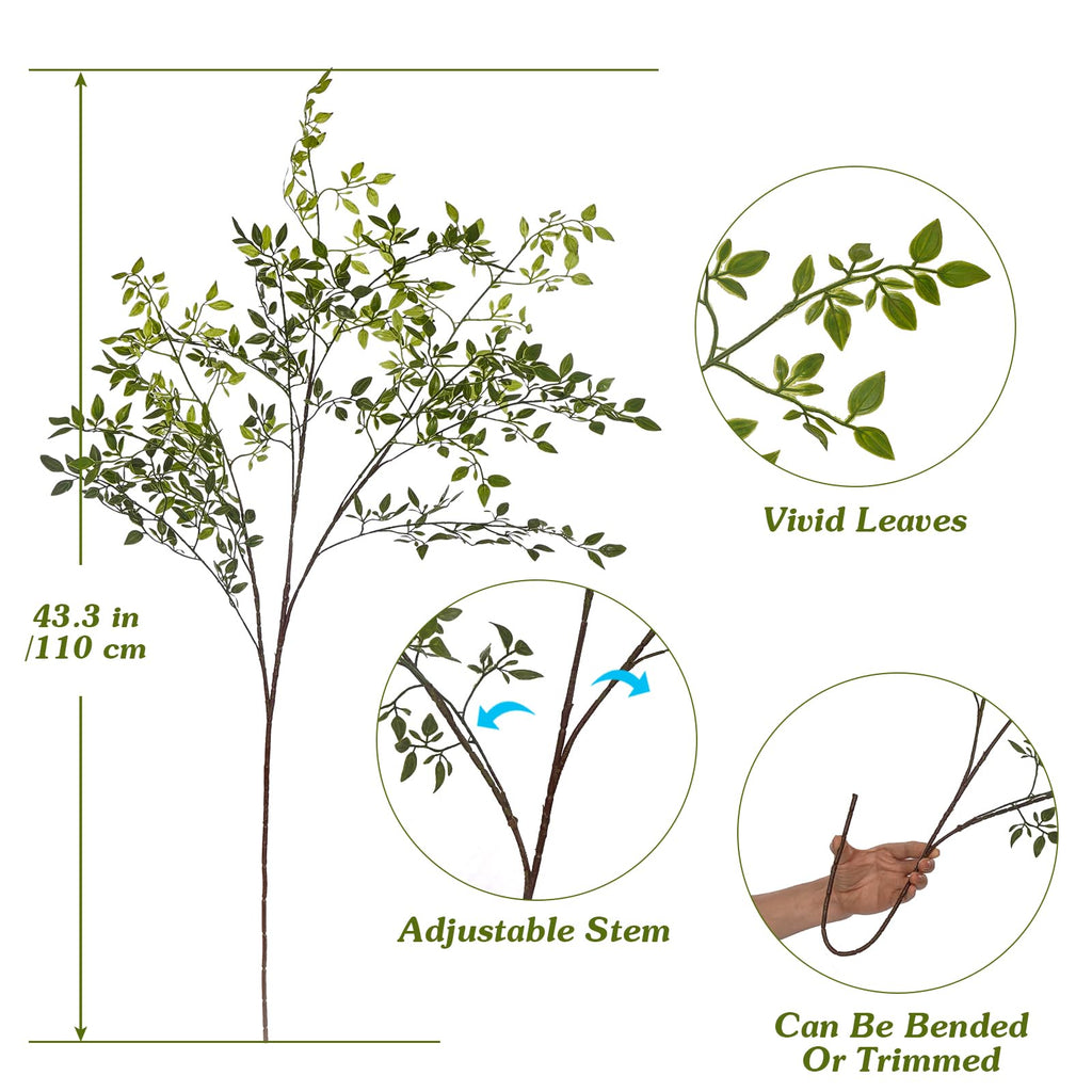 Fake Plants Eucalyptus Stems, Plastics Ficus Stems for Vase Artificial Plants, Greenery Stems Branches for Vase Faux
