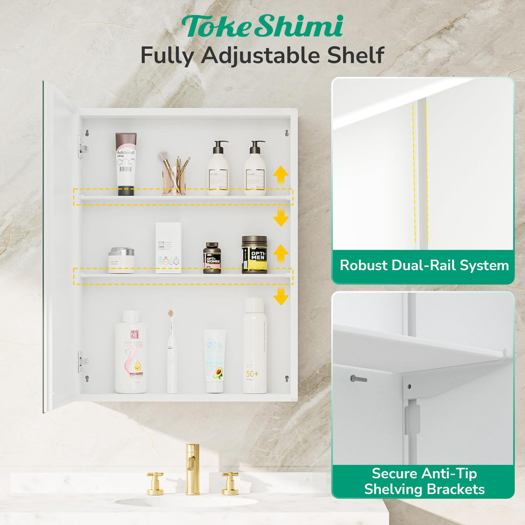 36 x 24 Medicine Cabinet with Mirror, Assembly Required, Wall Mounted Medicine Cabinet with Tempered Beveled Mirror