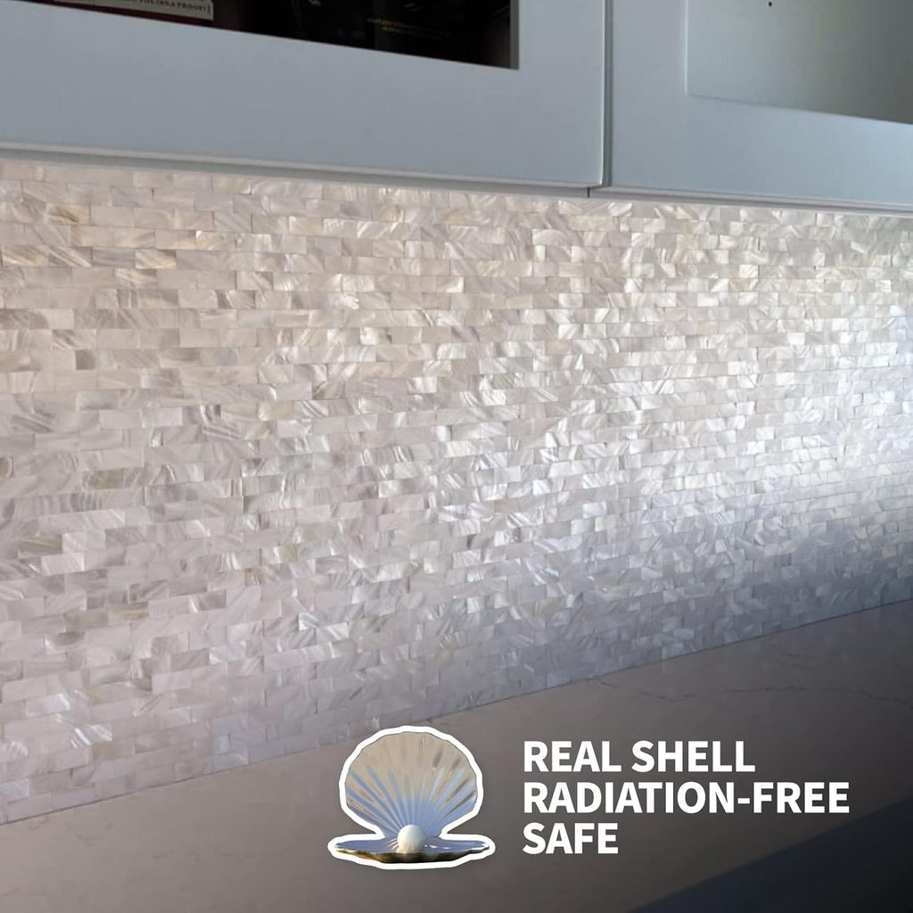 Mother of Pearl Backsplash Shell Mosaic Tile Shower Tub Sink Bathroom Tile 12" X 12" Pack of 6(White)
