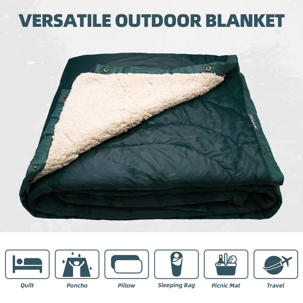 Large Camping Blanket with Sherpa Lining 78"x 56"