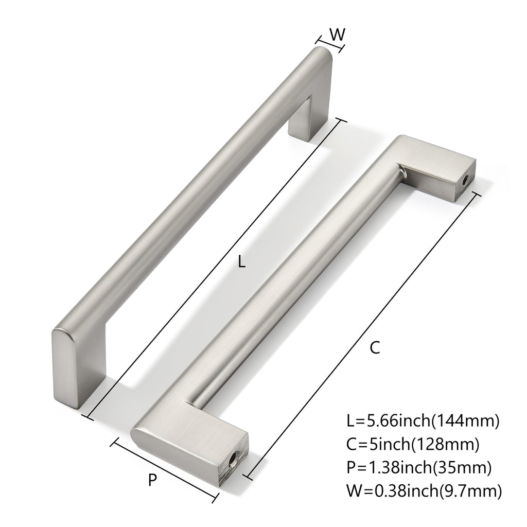 5 Inch Hole Center 6 Pack,Brushed Nickel Cabinet Pulls Heavy Duty Solid Satin Nickel Kitchen Drawer Handle Antique