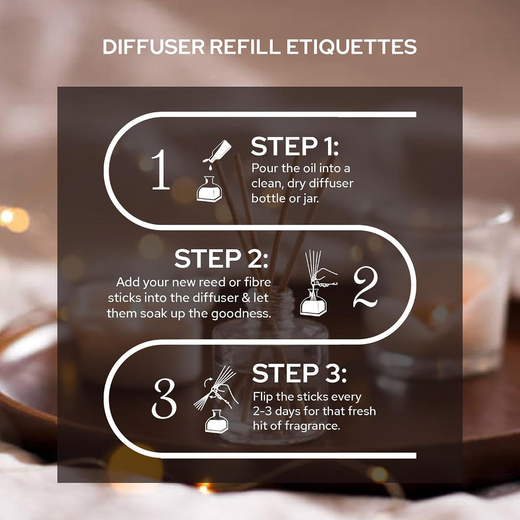 Smoke & Vanilla Reed Diffuser Refill Oil - Fragrance - Long-Lasting Scented Oil, 6.8 oz - Set of 68