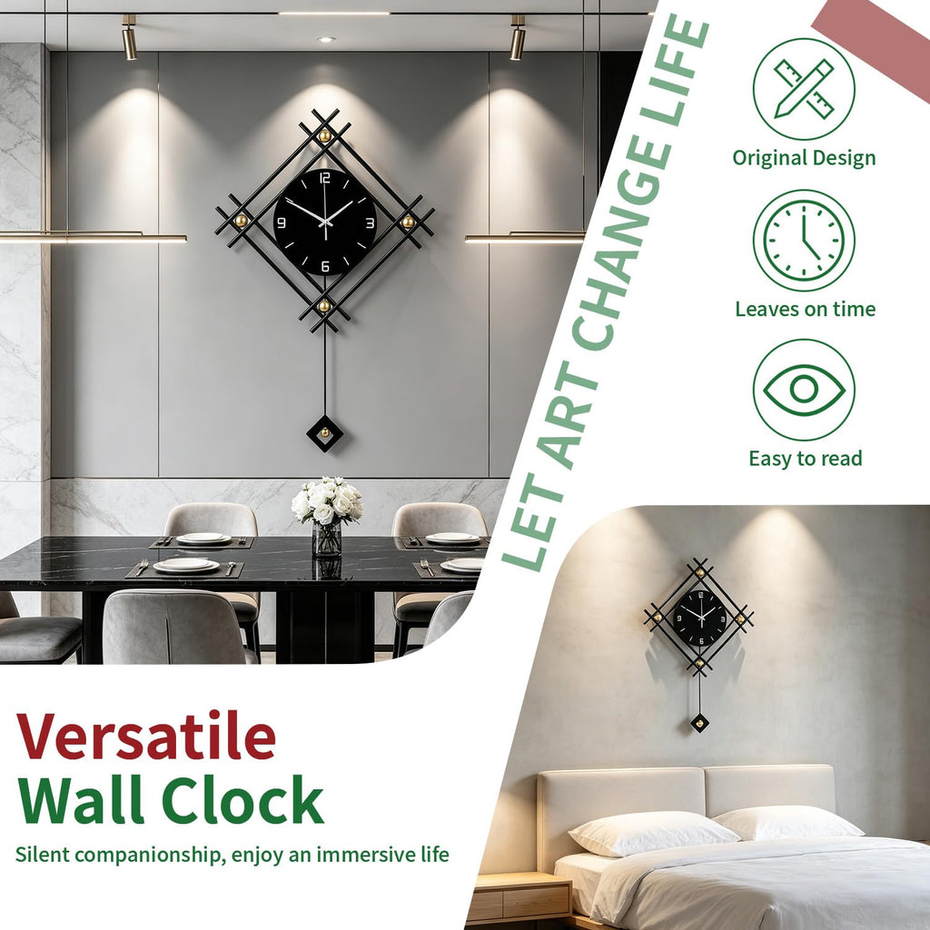Modern Wall Clock with Stylish Pendulum, 16.2*26 Inch