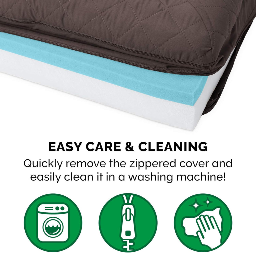 Cooling Gel Dog Bed for Dogs w/ Removable Bolsters & Washable Cover, For Dogs Up to 35 lbs - Quilted