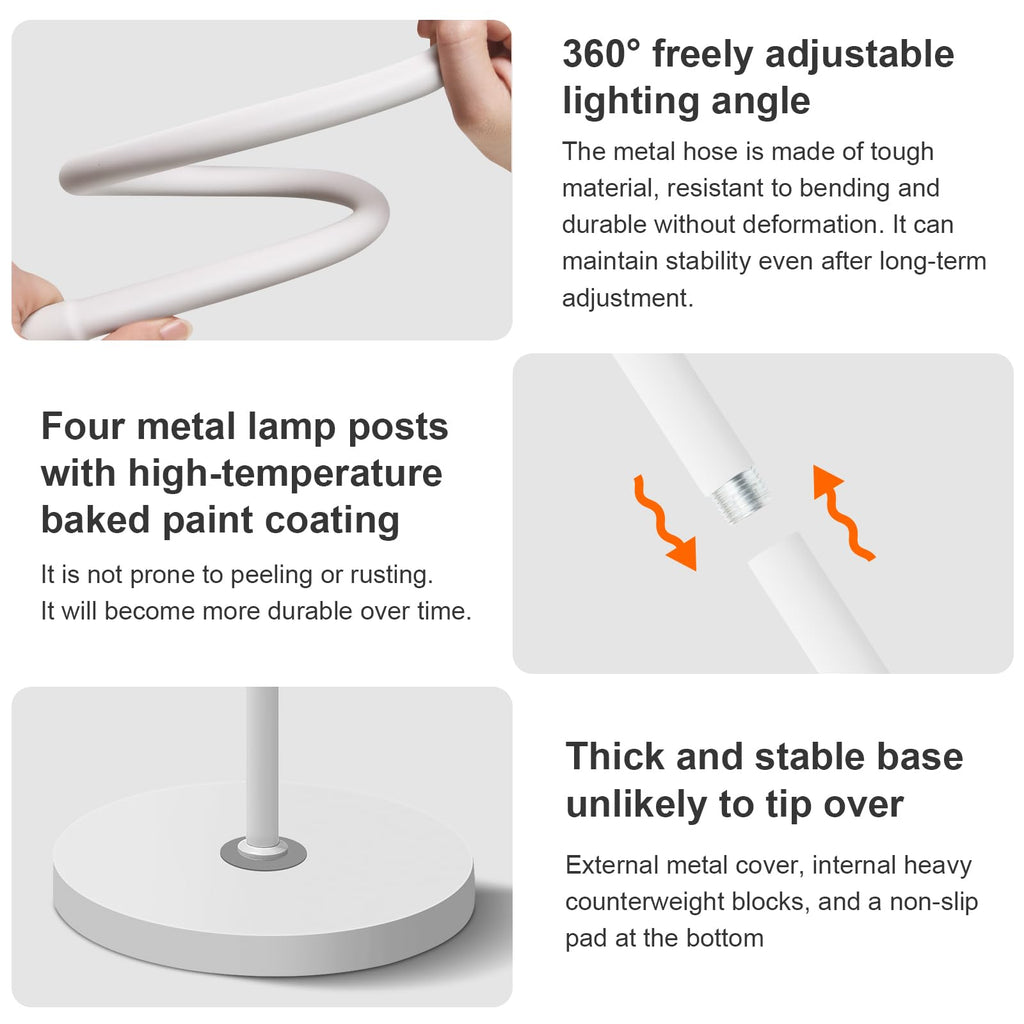 Bright LED Eye-Protecting Reading Floor Lamps with Touch and Remote Dimming 3000-6000k for Eyelash Manicure Craft