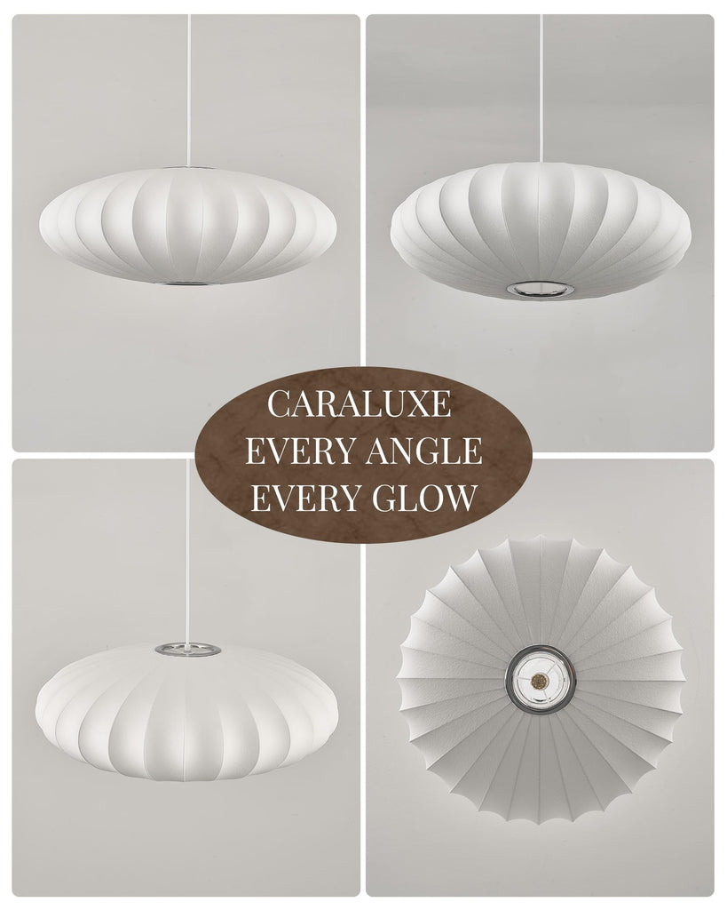 Inspired Nelson Style Lantern Pendant Light White Imitation Silk Bubble Saucer 20in