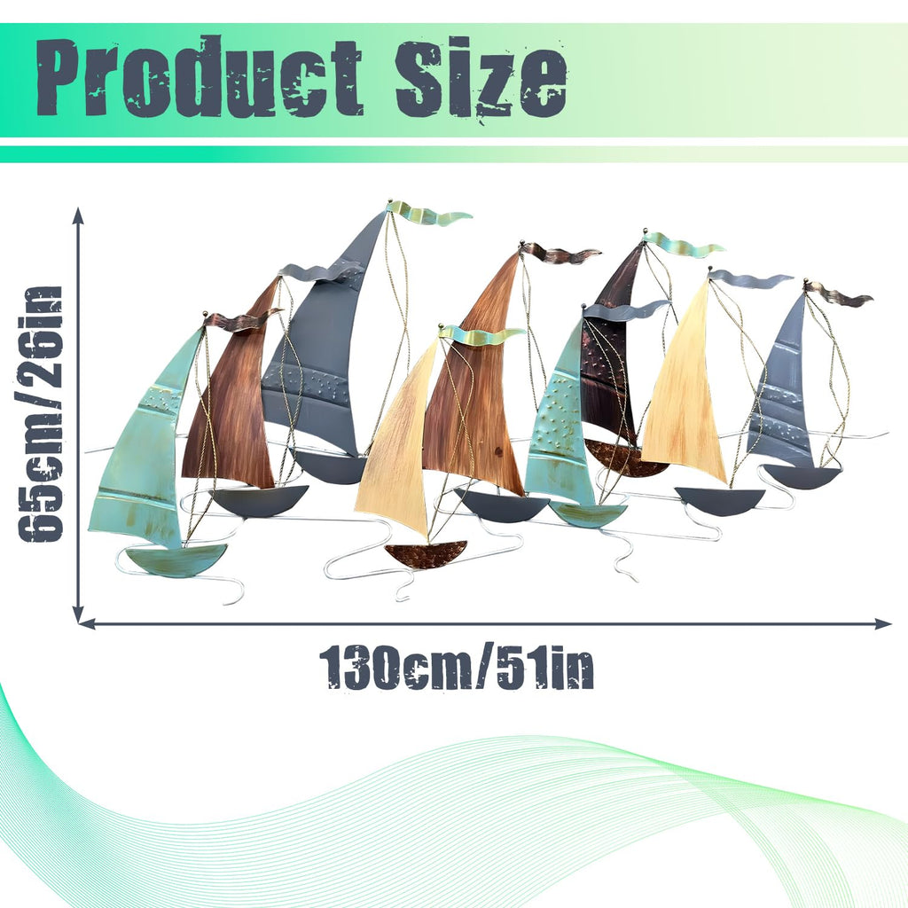 Large Metal Sailboat Wall Decor, 51" x 26" Ship Metal Wall Art