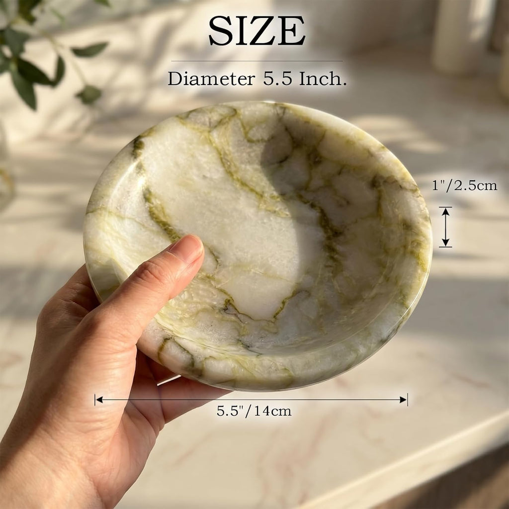 Natural Marble Jewelry Dish, 5.5 Inch Handcrafted Decorative Tray, Unique Stone Ring Holder for Earrings Necklace