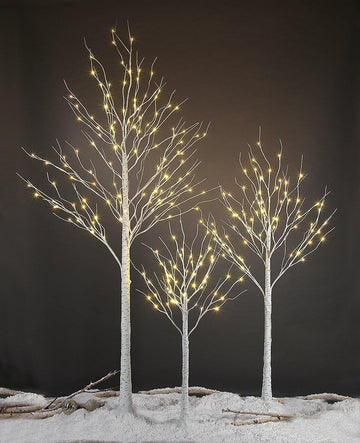 LED Birch Tree Light Set - 4ft, 6ft, 8ft Trees with Warm White Lights - Indoor Outdoor Christmas Wedding Party