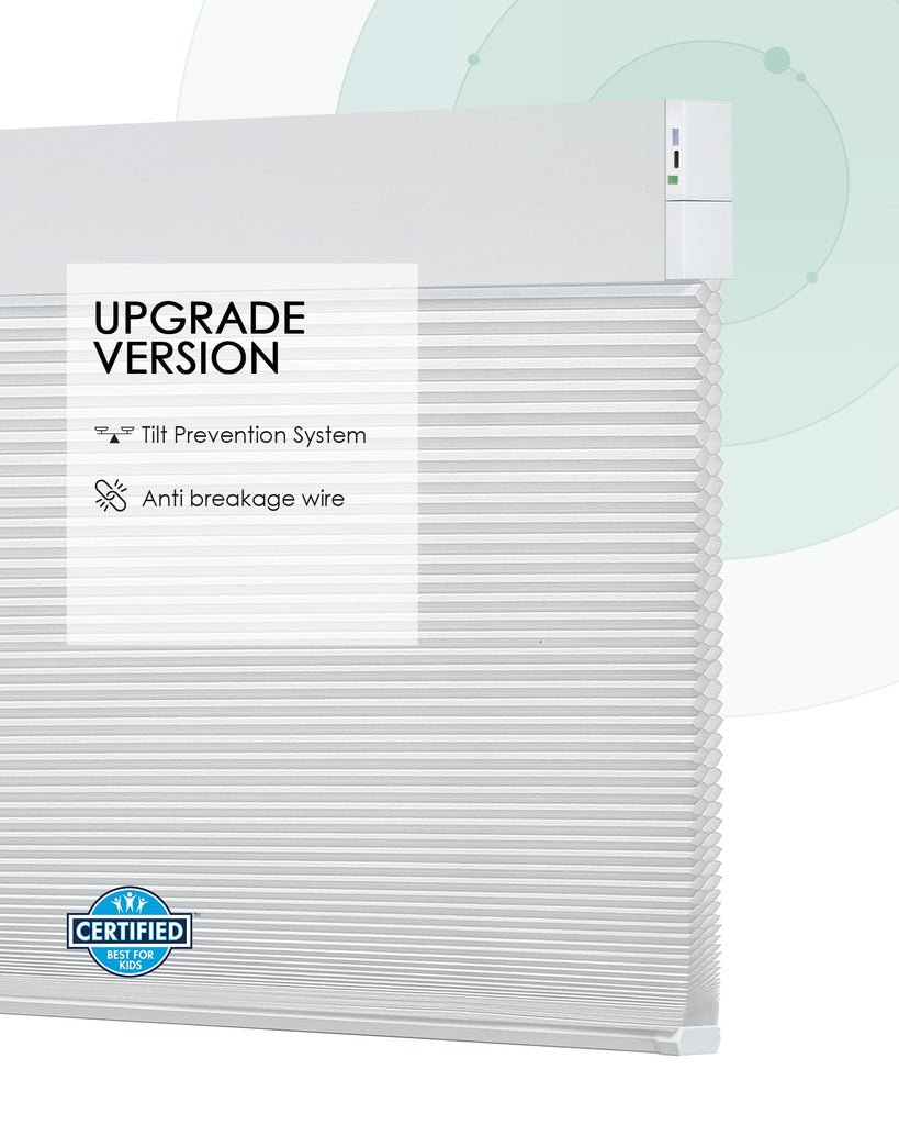 Motorized Cellular Shades, Custom, Light Filtering, White Double