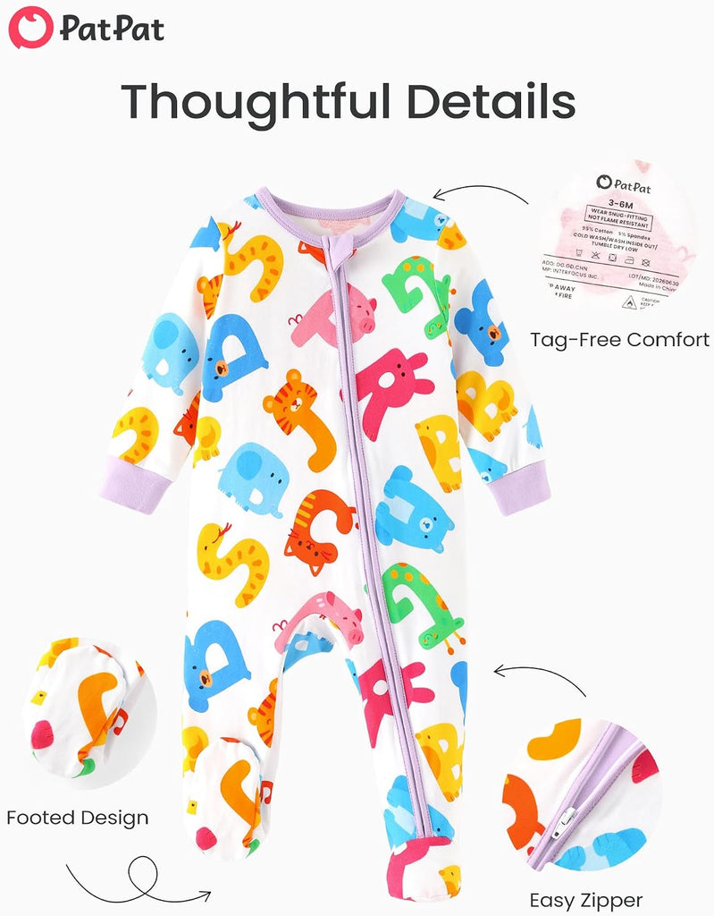 Cotton Baby Footie Pajamas, Baby Sleepers for Boys & Girls