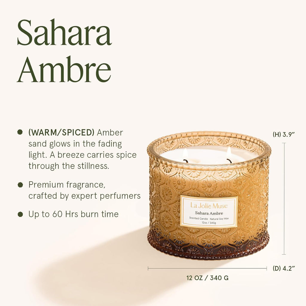 Sahara Amber Scented Candles, Natural Soy Wax 2-Wick - Set of 12