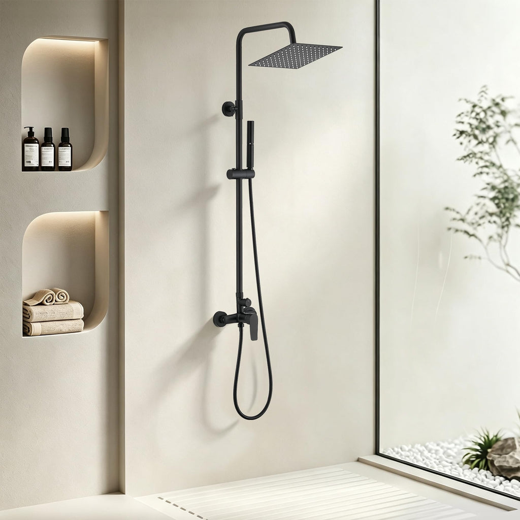 Outdoor Shower Faucet Set, Bathroom Shower Kit, Matte Black