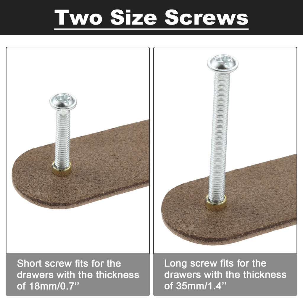10 Pack Leather Drawer Pulls with Short and Long Screws, Black