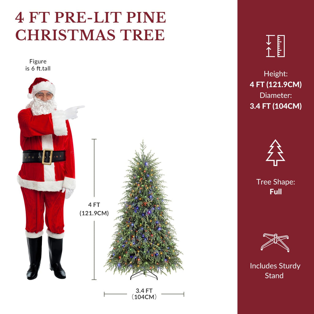 4ft Prelit Artificial Norfolk Pine Christmas Tree Color Lights