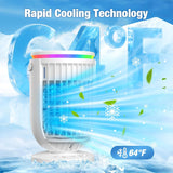 Portable Air Conditioners,Personal Mini Air Conditioner Fan with 3 Speeds,7 Colors Night Light