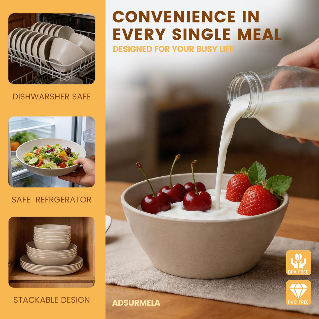 Melamine Dinnerware Sets 18 Piece Service for 6,Warm Beige