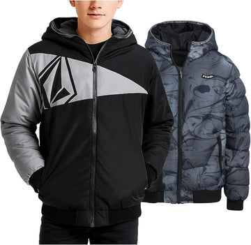 Boys Reversible Breathable Hooded Winter Puffer Jacket
