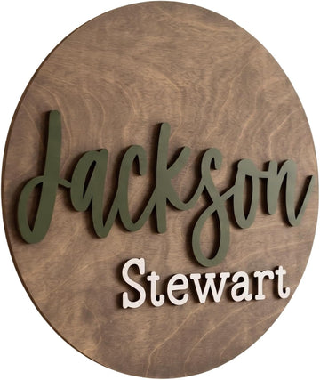 Wooden Name Signs, Baby Name Sign, Name Signs for Kids Room, Custom Plaque, Round 3D Nursery Wall Art, 30 Font
