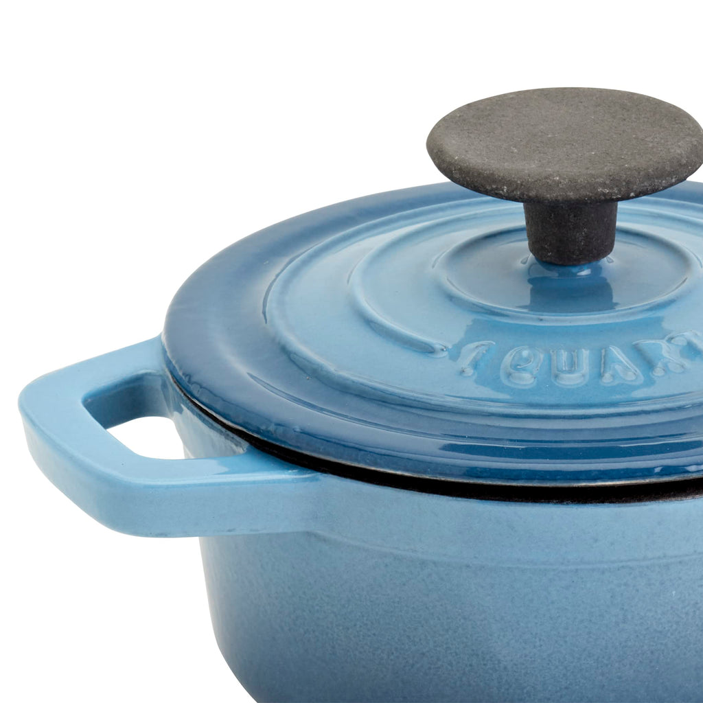 & Clark 1-Quart Enameled Cast Iron Dutch Oven Pot with Lid, Blue