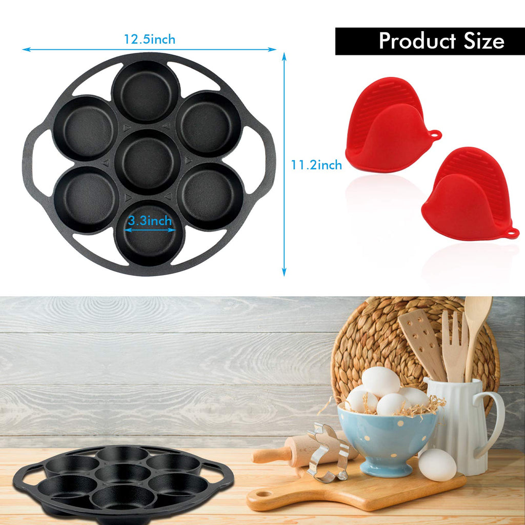 11.2" Pre-seasoned Cast Iron Muffin Pan with Heat Resistant Gloves