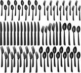 60 Pieces Black Silverware Set, Premium Stainless Steel Flatware Set for 12