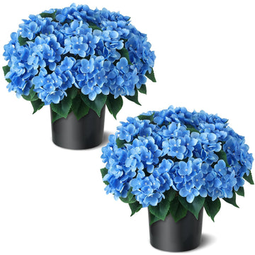 2 Sets Artificial Flower Topiary Ball Trees for Porch (Blue)