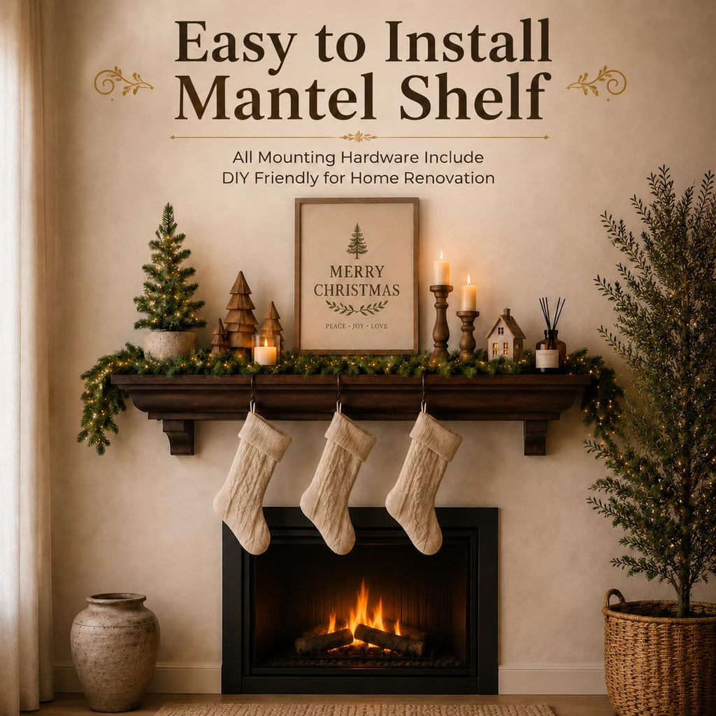 72 Inch Fireplace Mantel Shelf, Invisible Heavy Duty Bracket Floating Mantle for Over Fireplace, Wall Mounted