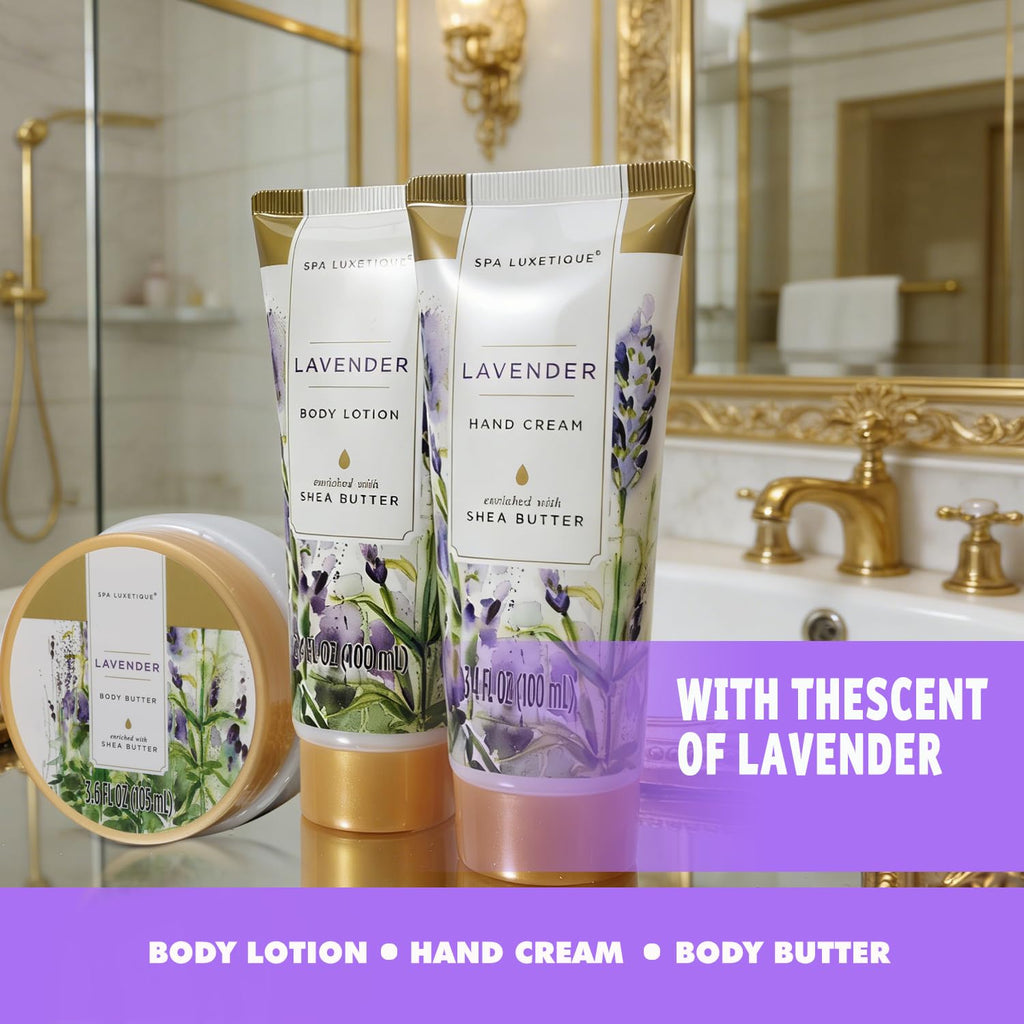 Bath Sets for Women Gifts - 10 Pcs Lavender Spa Kit, Self Care Kit for Her, Birthday, Anniversary, Holiday, Christmas