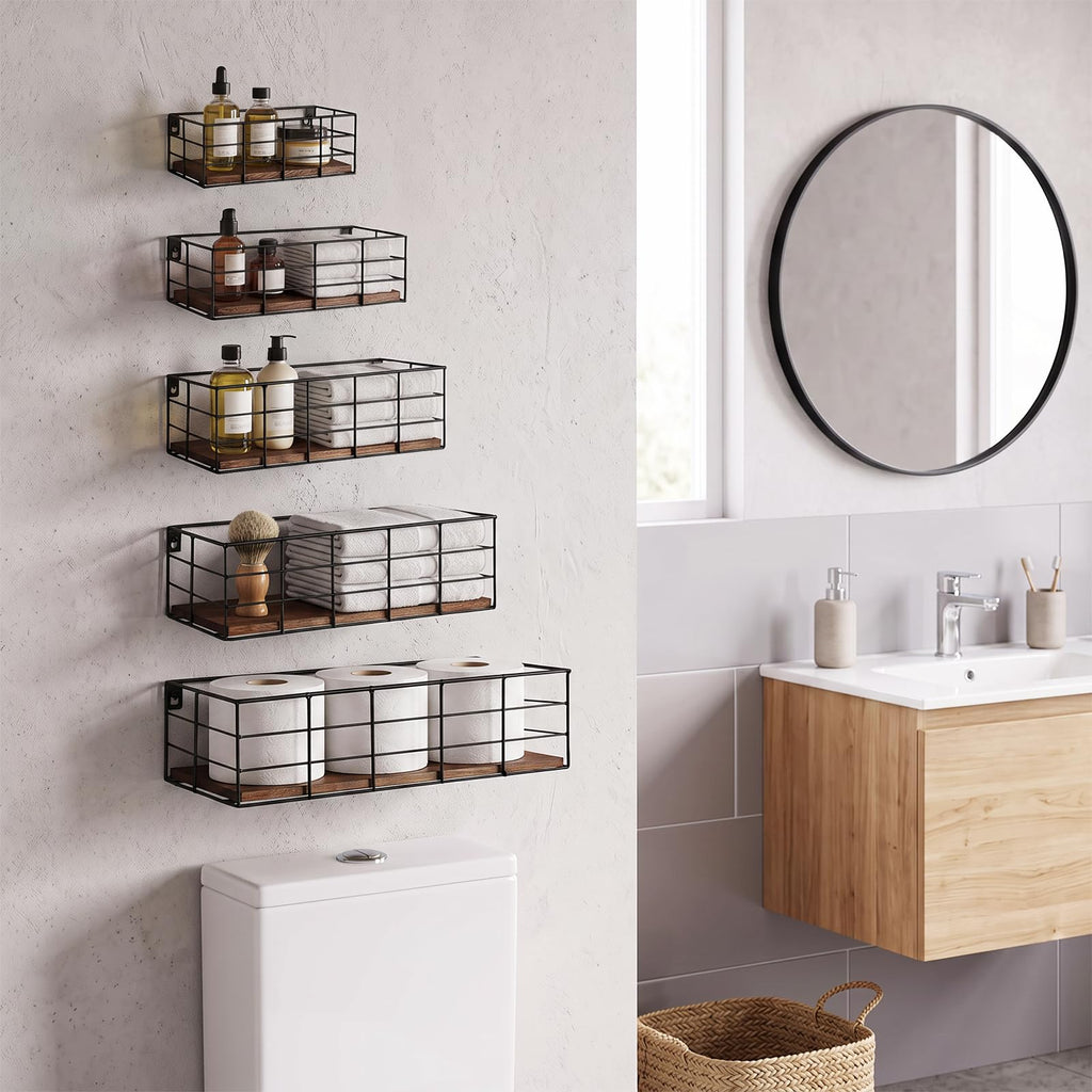 Wire Frame Floating Shelves for Wall 5 Different Sizes Carbon Black