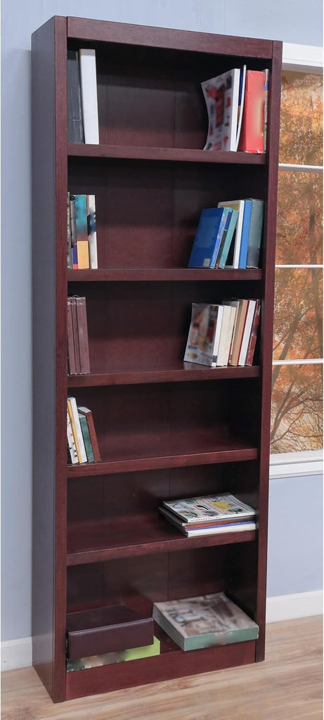 84" Traditional Wood Bookcase with 4 Adjustable Shelves & 2 Fixed Shelves, Assembly Required, for