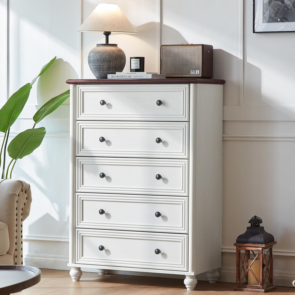 Farmhouse 5 Drawer, 45" Tall Chest of Drawers