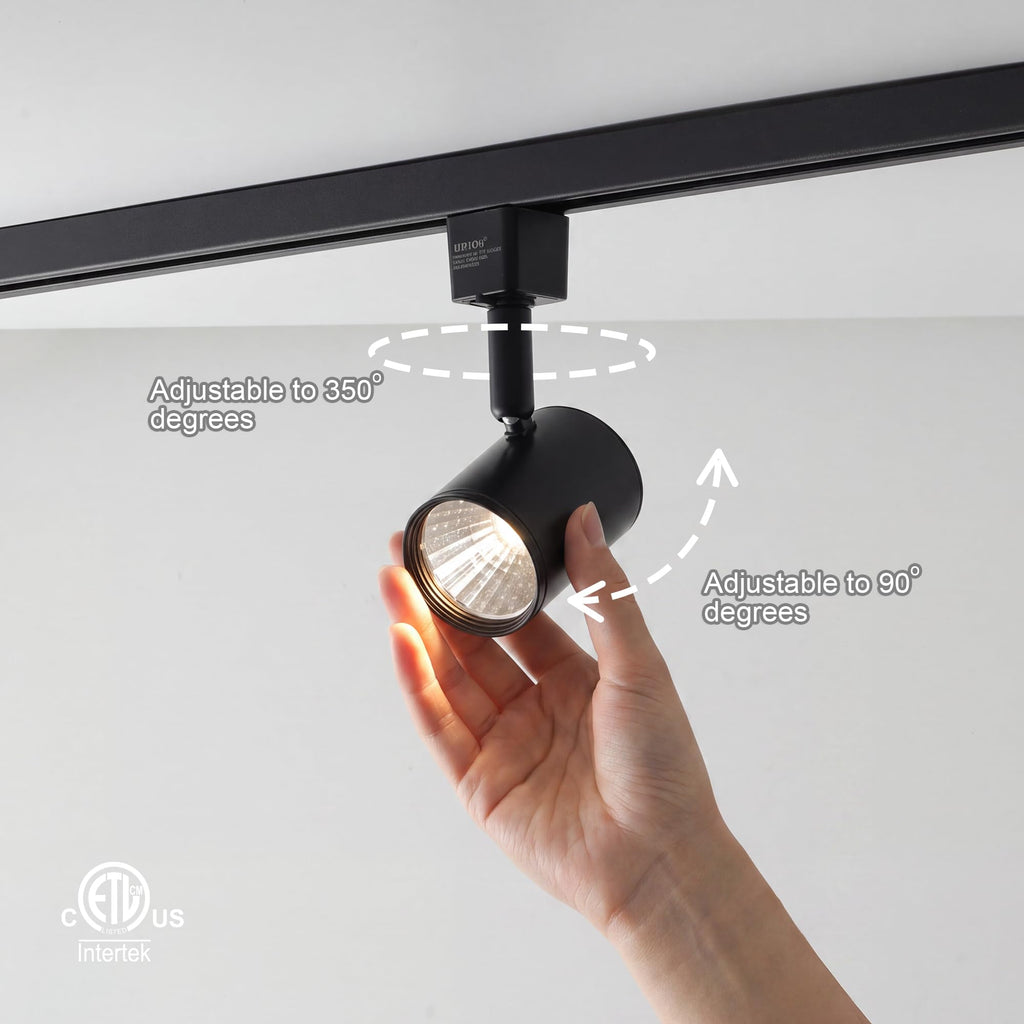6.5W L Type LED Track Lighting Heads, Black, 3000K, 6 Pack