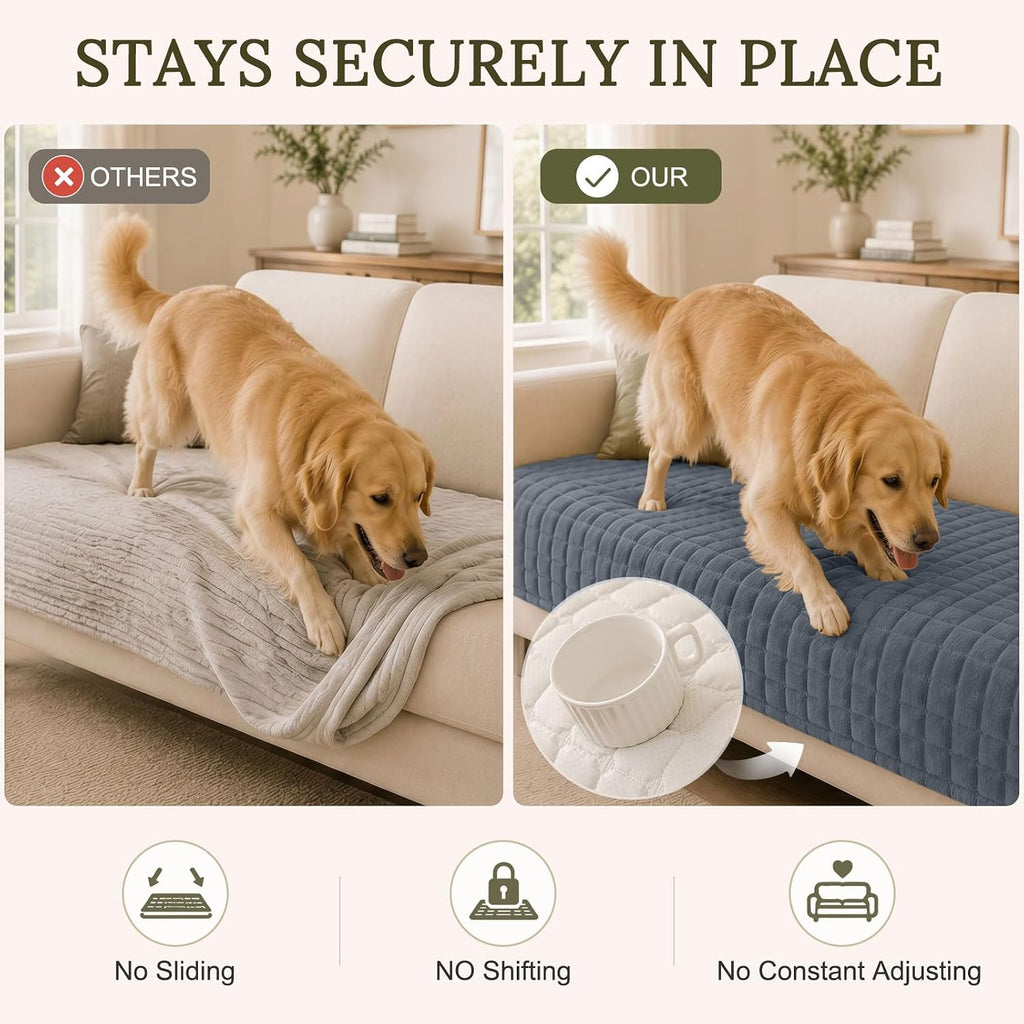 Velvet Couch Cover for Dogs, Non Slip Soft Sofa Protector for Pets