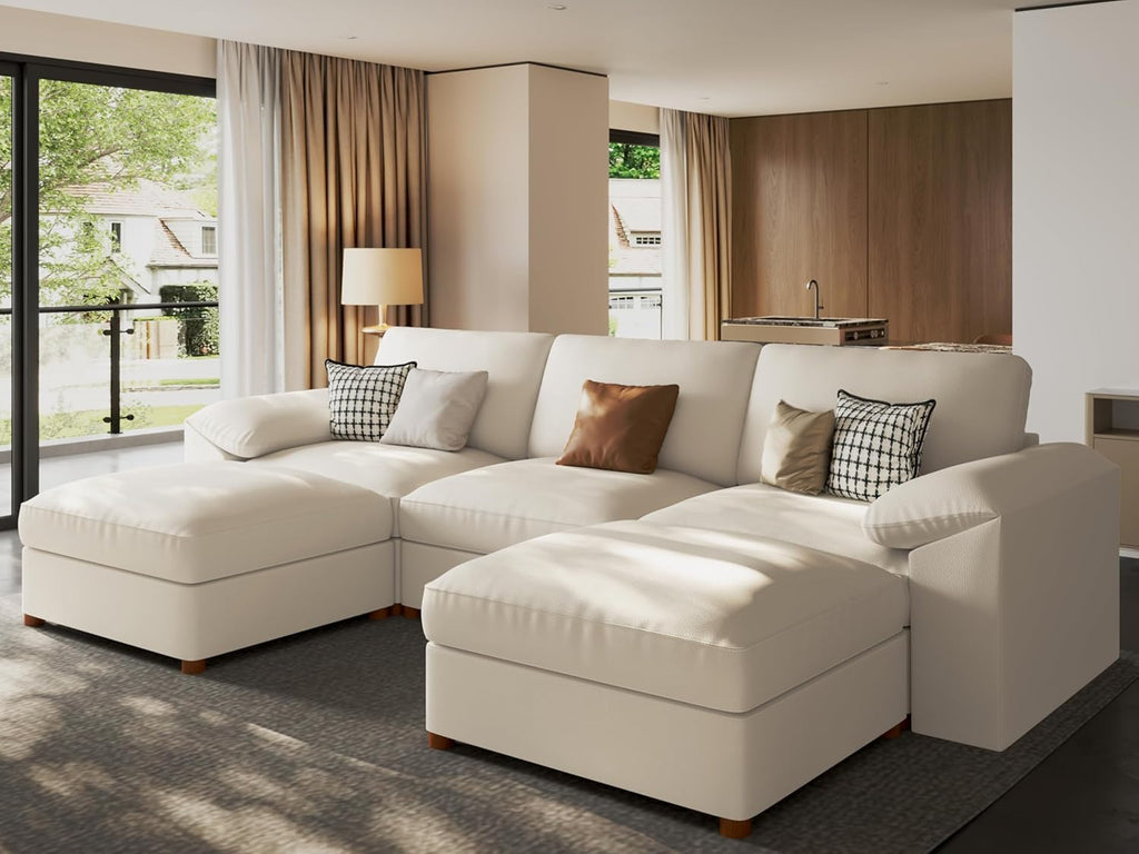 Sectional Couches, U Shaped Sofa, Beige