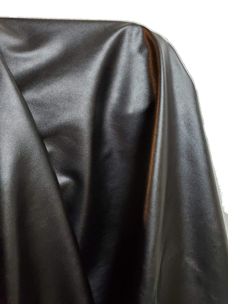 TM | Black Think Stretch Garment Super Soft Faux Vegan Leather PU (Peta Approved Vegan) | 1 Yard (36 ix 54 inch) Cut