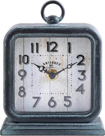 NIKKY HOME Vintage Table Clock, Shelf Desk Top Clock Battery Operated Rustic Design