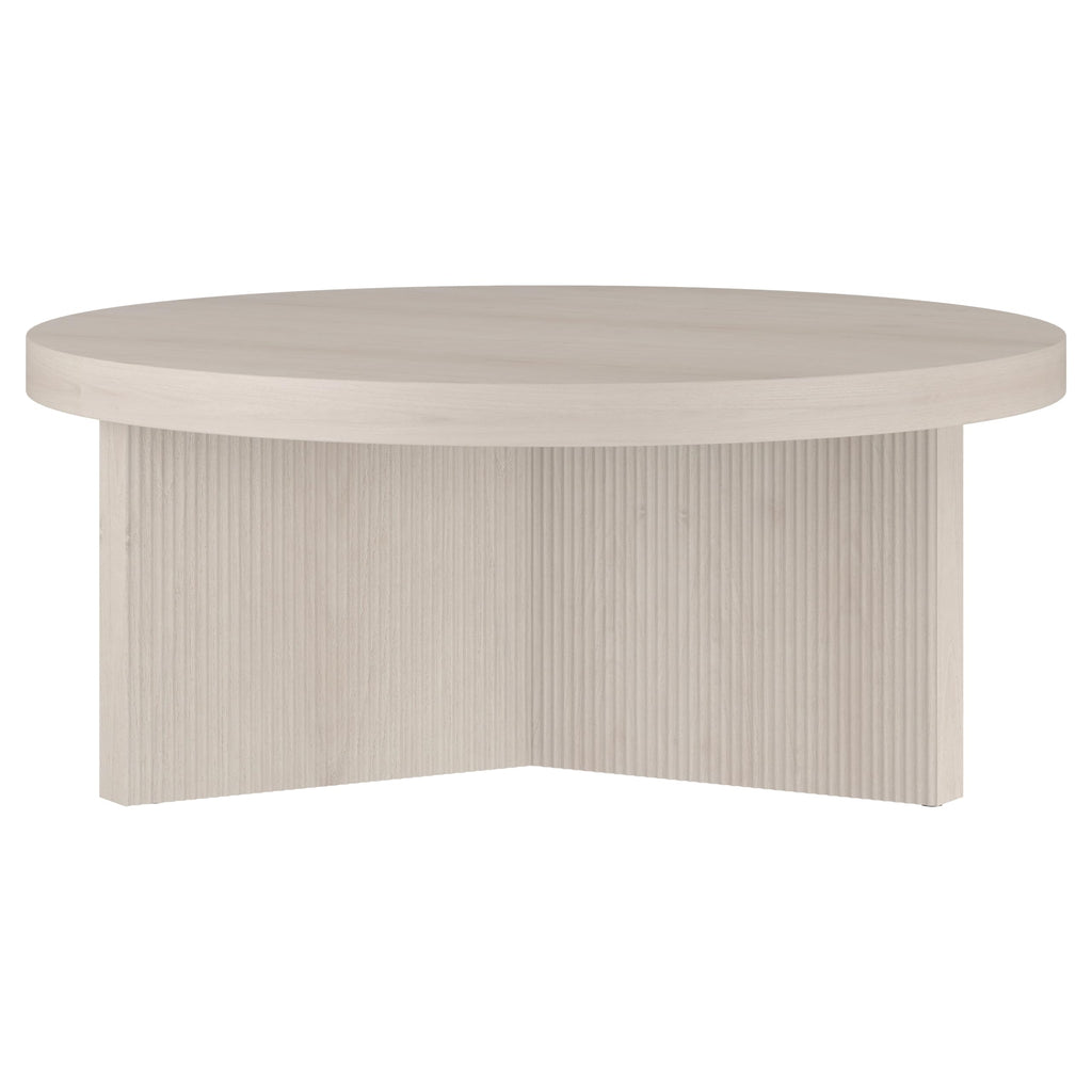 36" Scandinavian Fluted Coffee Table, Beech White