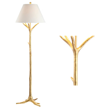 Arbor Floor Lamp Faux Bois Tree Branch 63.5", Gold Leaf