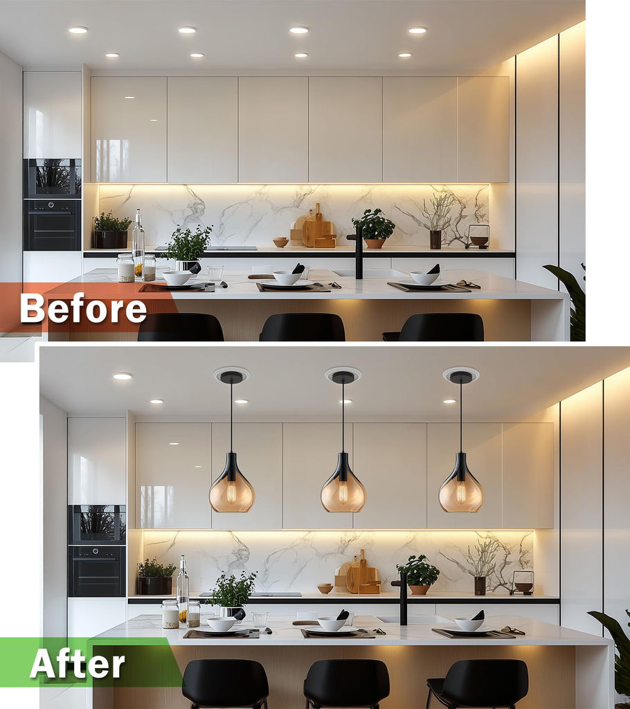 5" and 6" Recessed Can Light Conversion Kit, Light Fixture Upgrade, Pendant Light, Fan Compatible, Includes 73⁄4 Inch