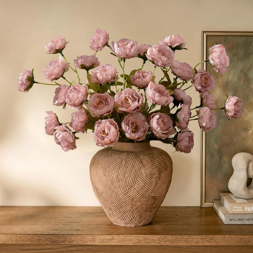31" Peonies Artificial Flowers, Real Look Large Faux Silk Flowers with 36 Blooms for DIY Wedding Centerpieces - Set of 6