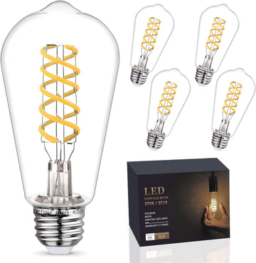 4Pack Dimmable Vintage LED Edison Bulbs, Neutral White 4000K
