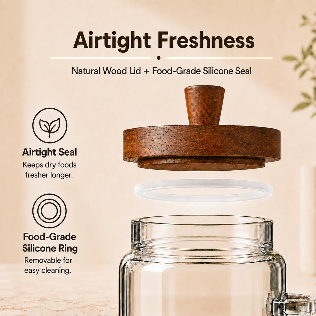 Set of 2 Glass Coffee Canisters, 20.3 oz Jars with Spoons