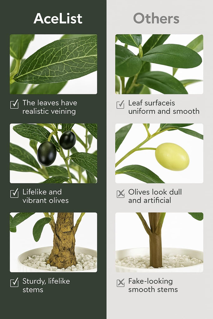 Faux Olive Tree, 16.9 Inches Small Fake Olive Trees with White Pot, Realistic Fake Tree Potted Plant and Lifelike