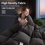 Organic 75% Goose Down Fiber Comforter Full,850+FP,1200TC,Extra Fluffy,Hotel-Luxury Ultra Soft All S