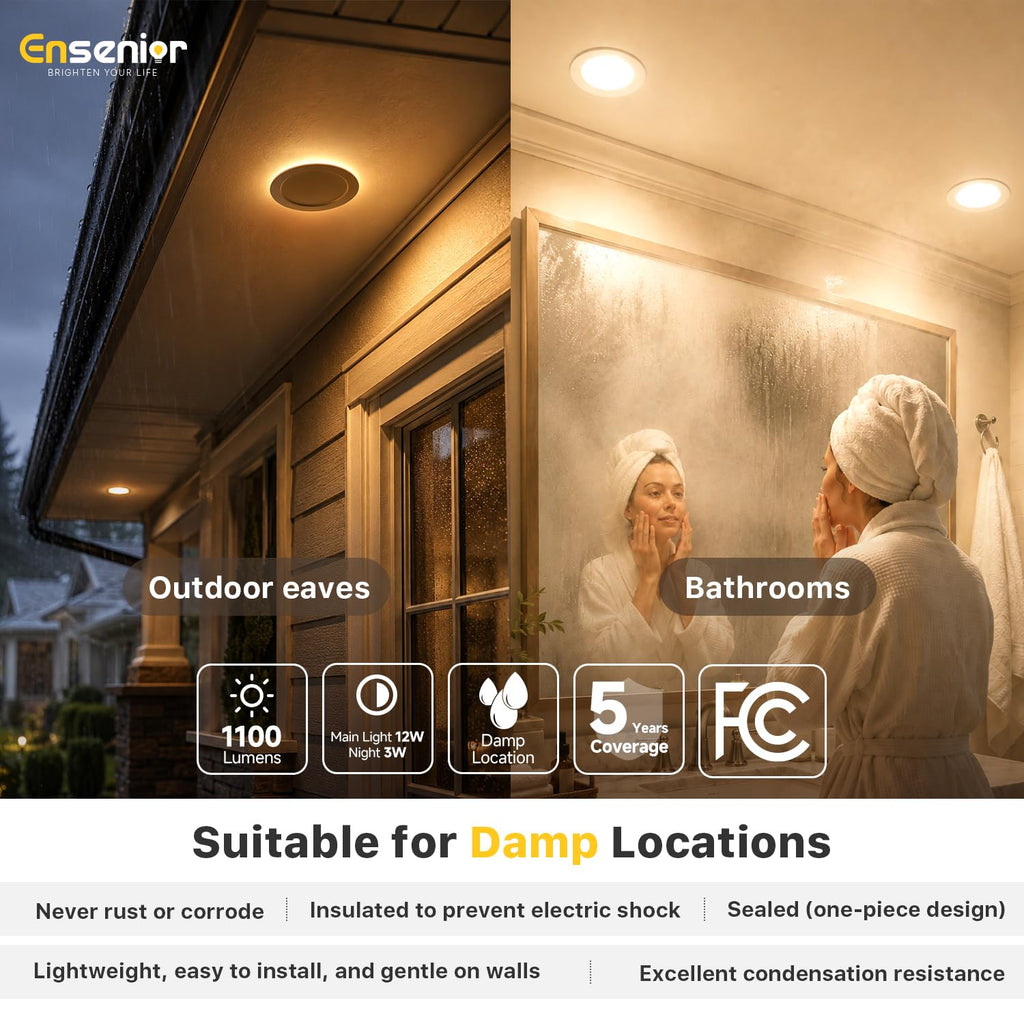 24 Pack 6 Inch LED Recessed Lights with Night Light, 5CCT