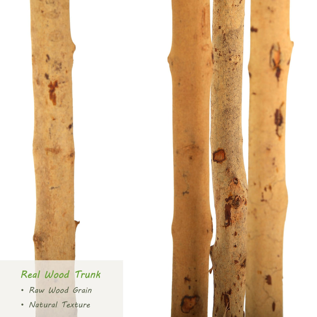7ft Ficus Tree Artificial with Multi-Real Wood Trunks & White Planter, 84in Realistic Texture Potted Faux Ficus Tree